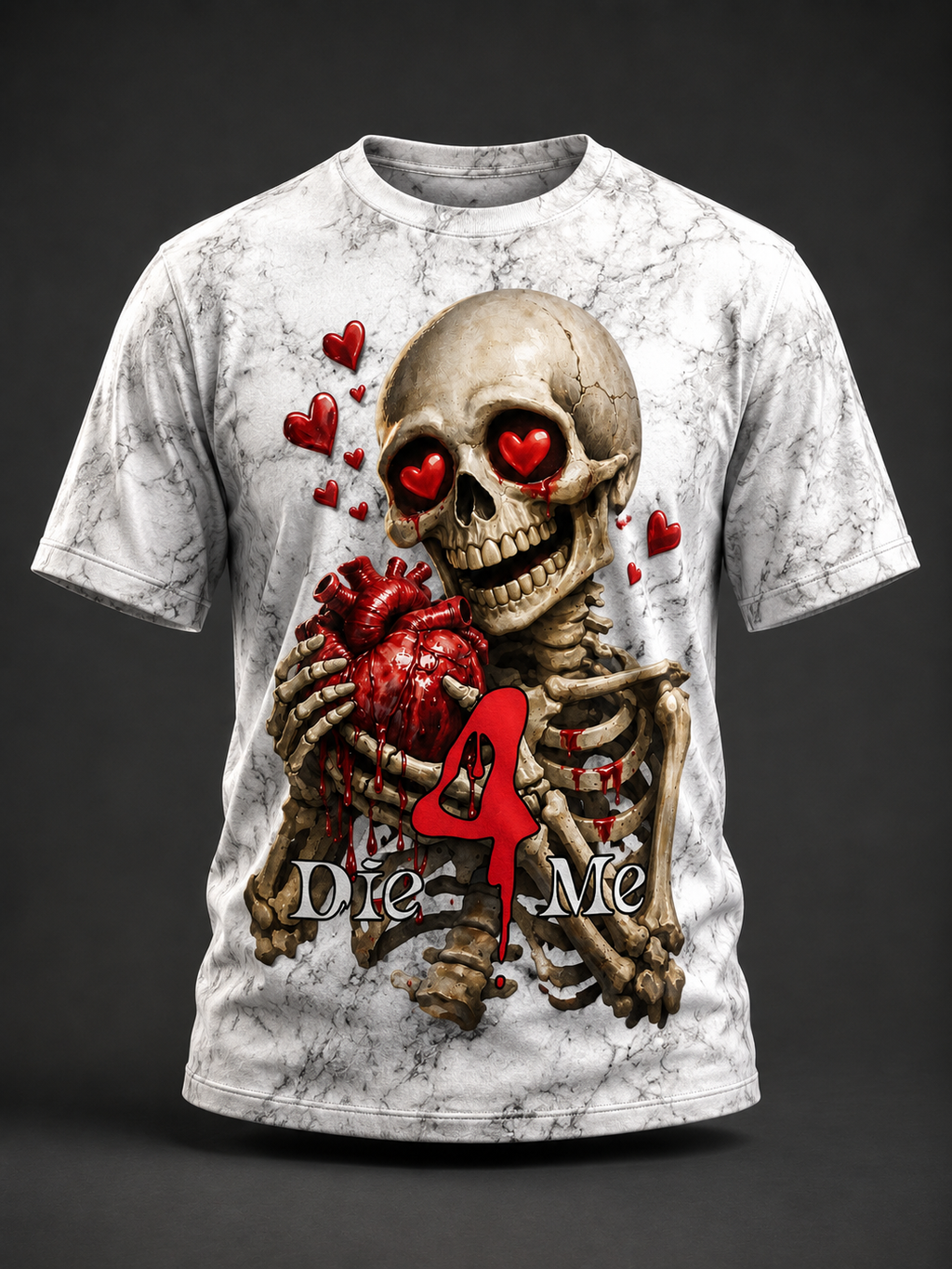 Die4Me Oversized Skeleton Love T-Shirt