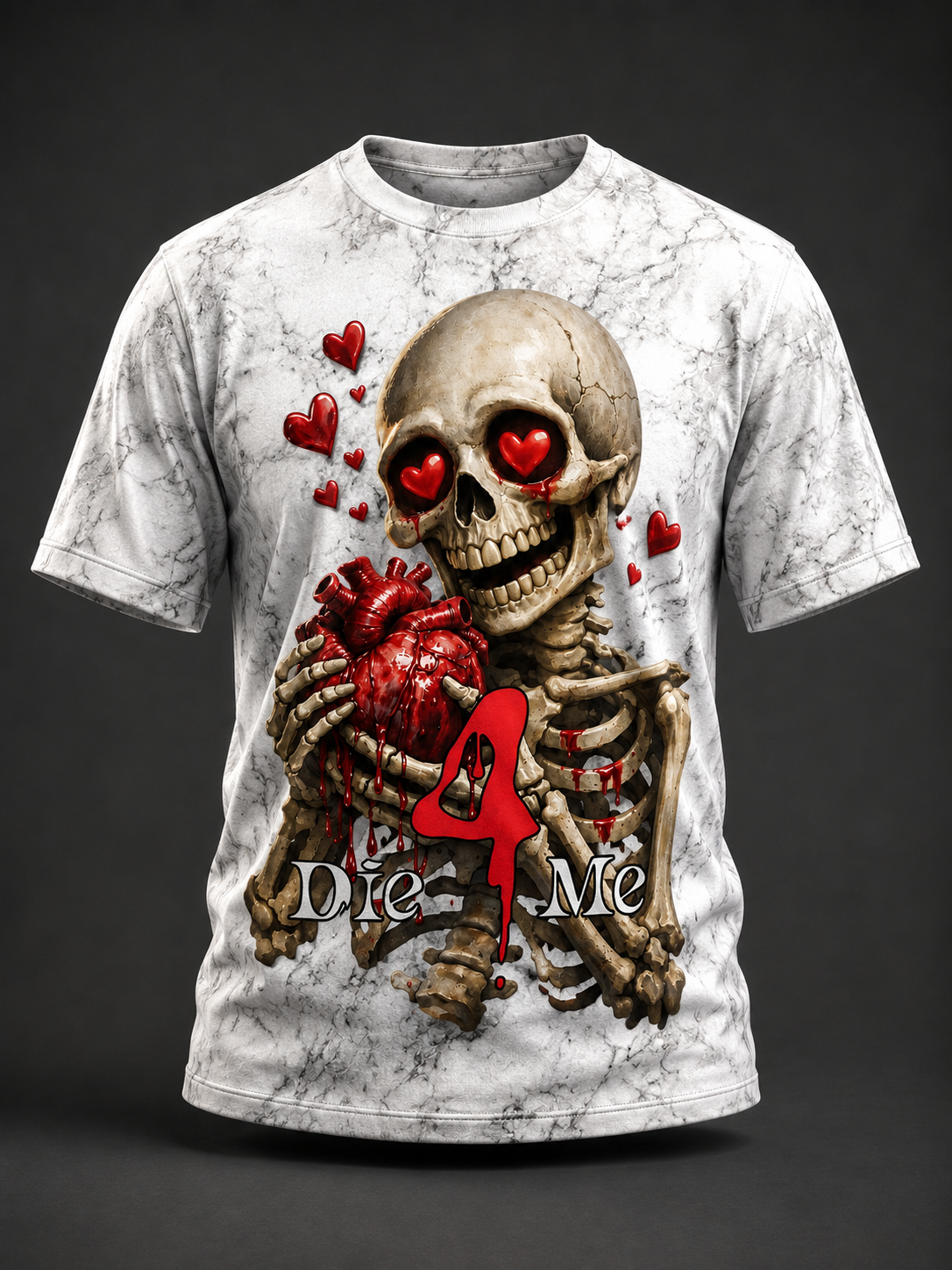 Die4Me Oversized Skeleton Love T-Shirt