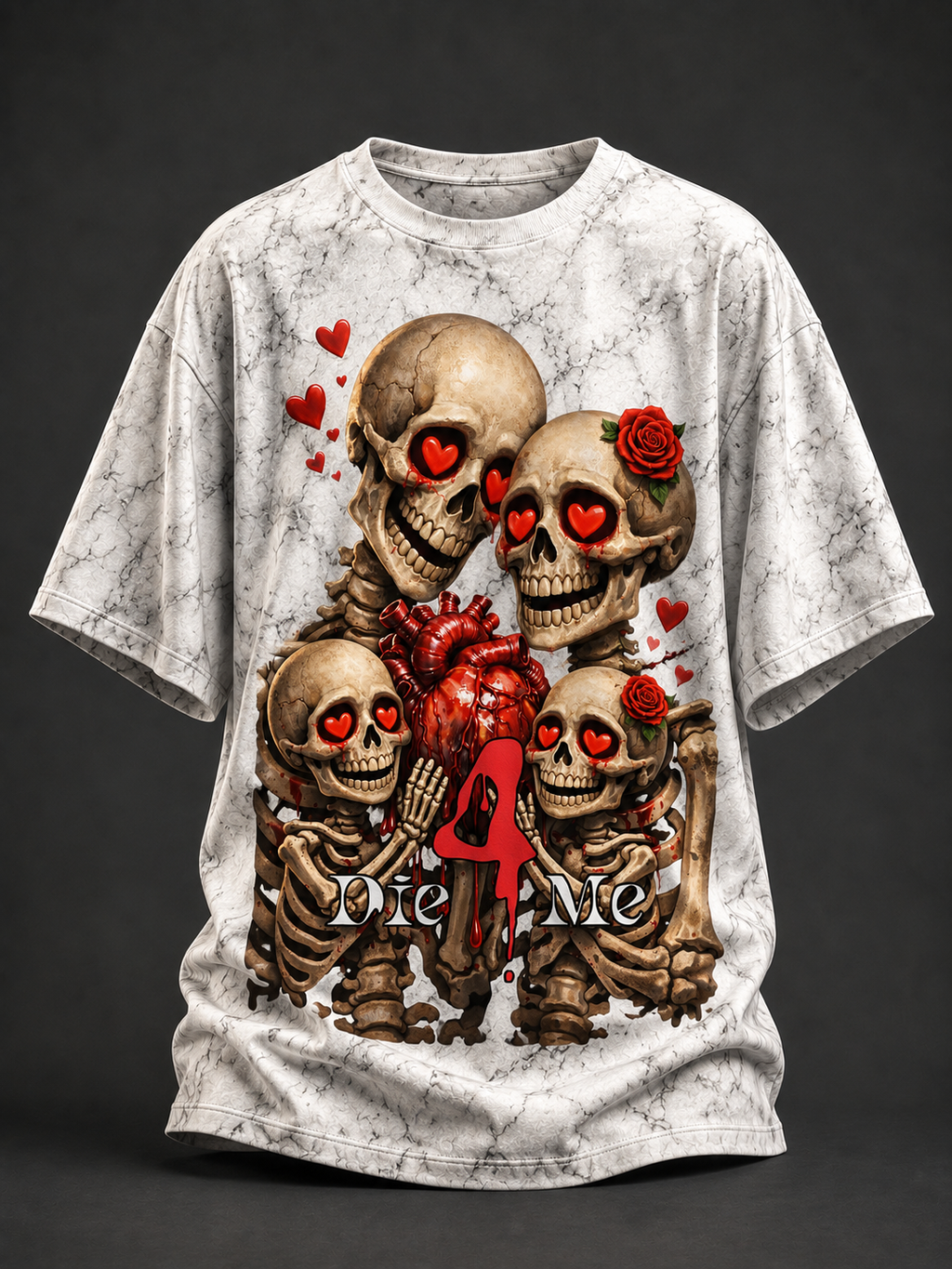 Die4Me Oversized Skeleton Family  T-Shirt