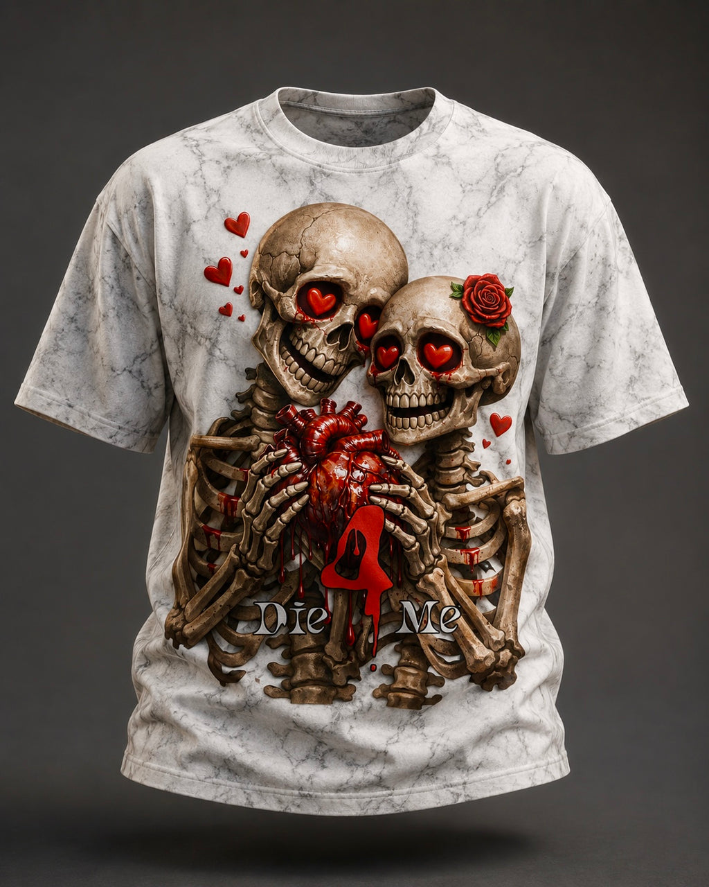 Die4Me Oversized Skeleton Couple T-Shirt