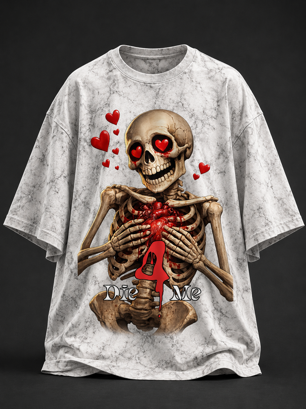Die4Me Oversized Skeleton Love T-Shirt