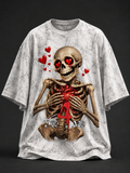 Die4Me Oversized Skeleton Love T-Shirt